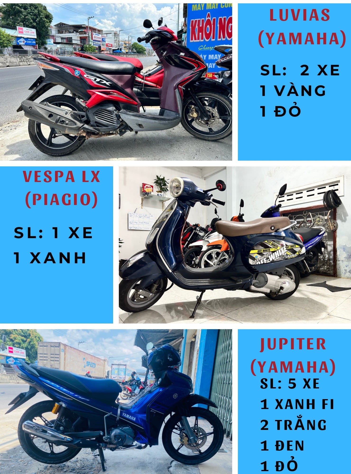 NHỮNG DÒNG XE MÁY CÓ TẠI THUÊ XE MÁY LÂM DUẨN
